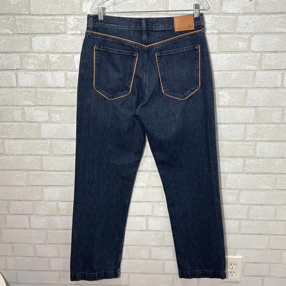 Banana Republic High Rise Vintage Straight Jeans Sz 30 Contrast Piping Dark Wash - Picture 4 of 12